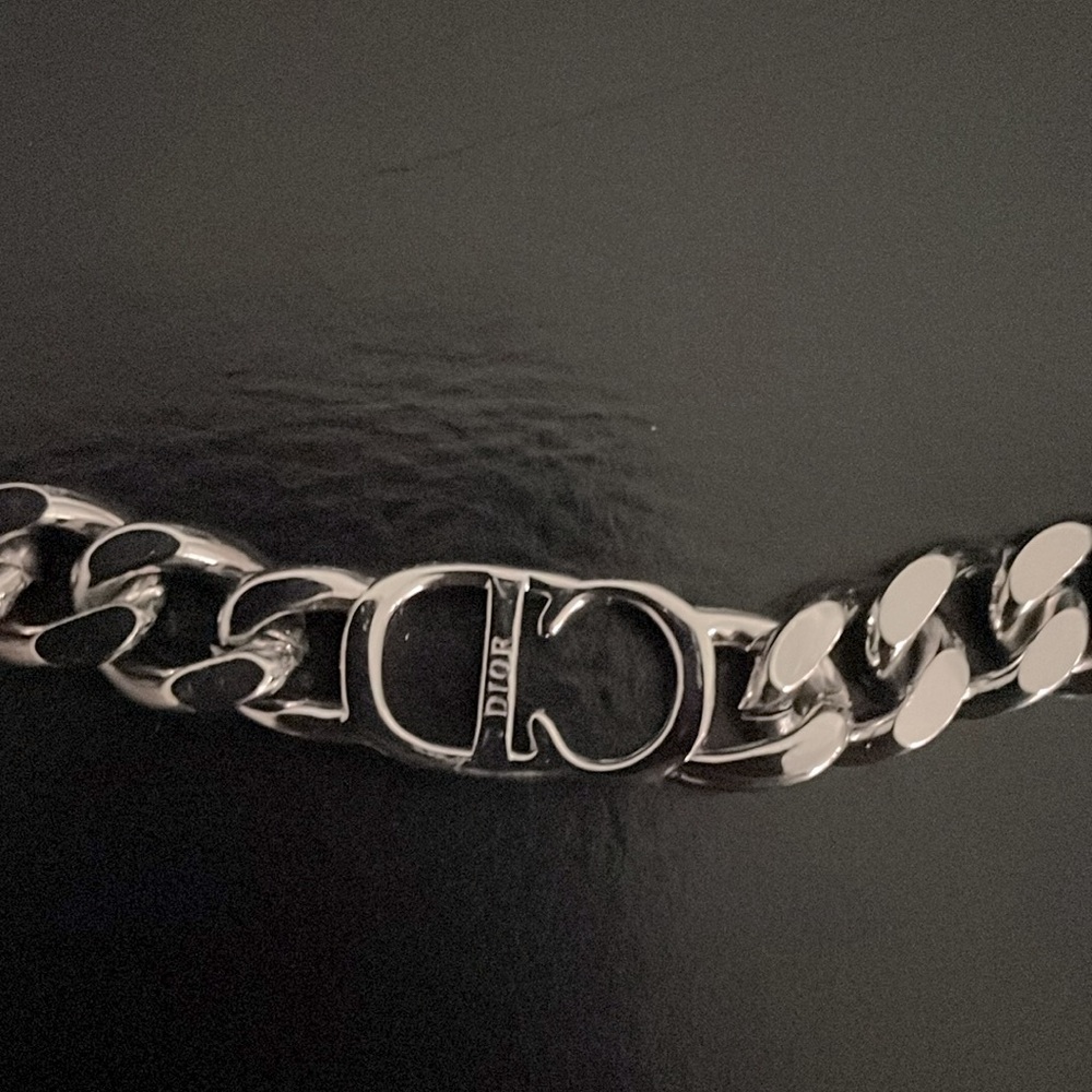 CD Logo Silver Link Chain Choker Necklace - Picture 4 of 5